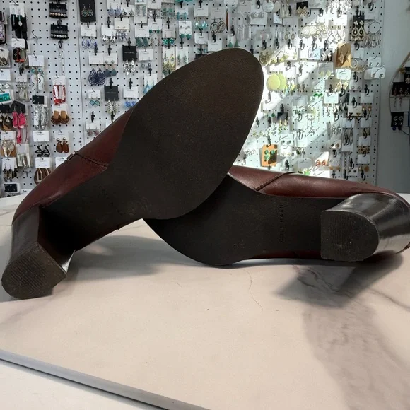 Cole Haan Chestnut Leather Heeled Boots - Picture 5 of 8